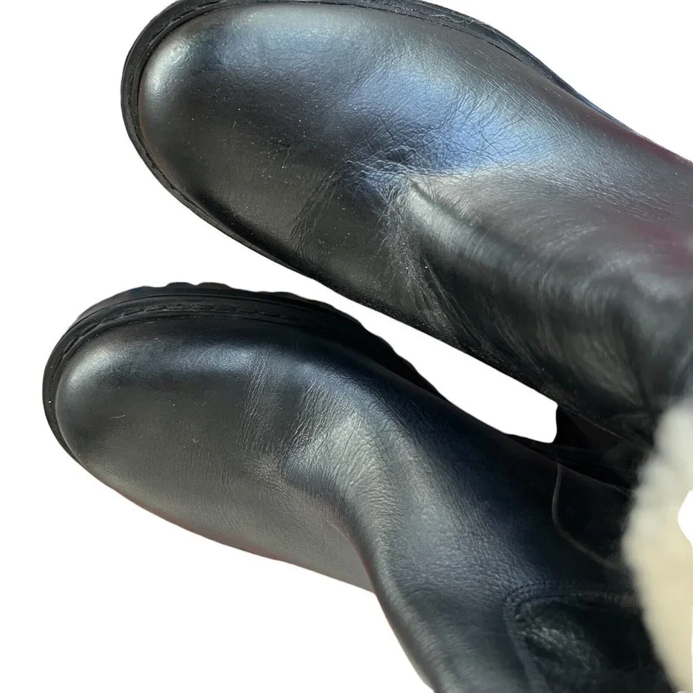 Marc Fisher Willow Leather Sherpa Cuff Pull On Ankle Boots - Picture 6 of 8